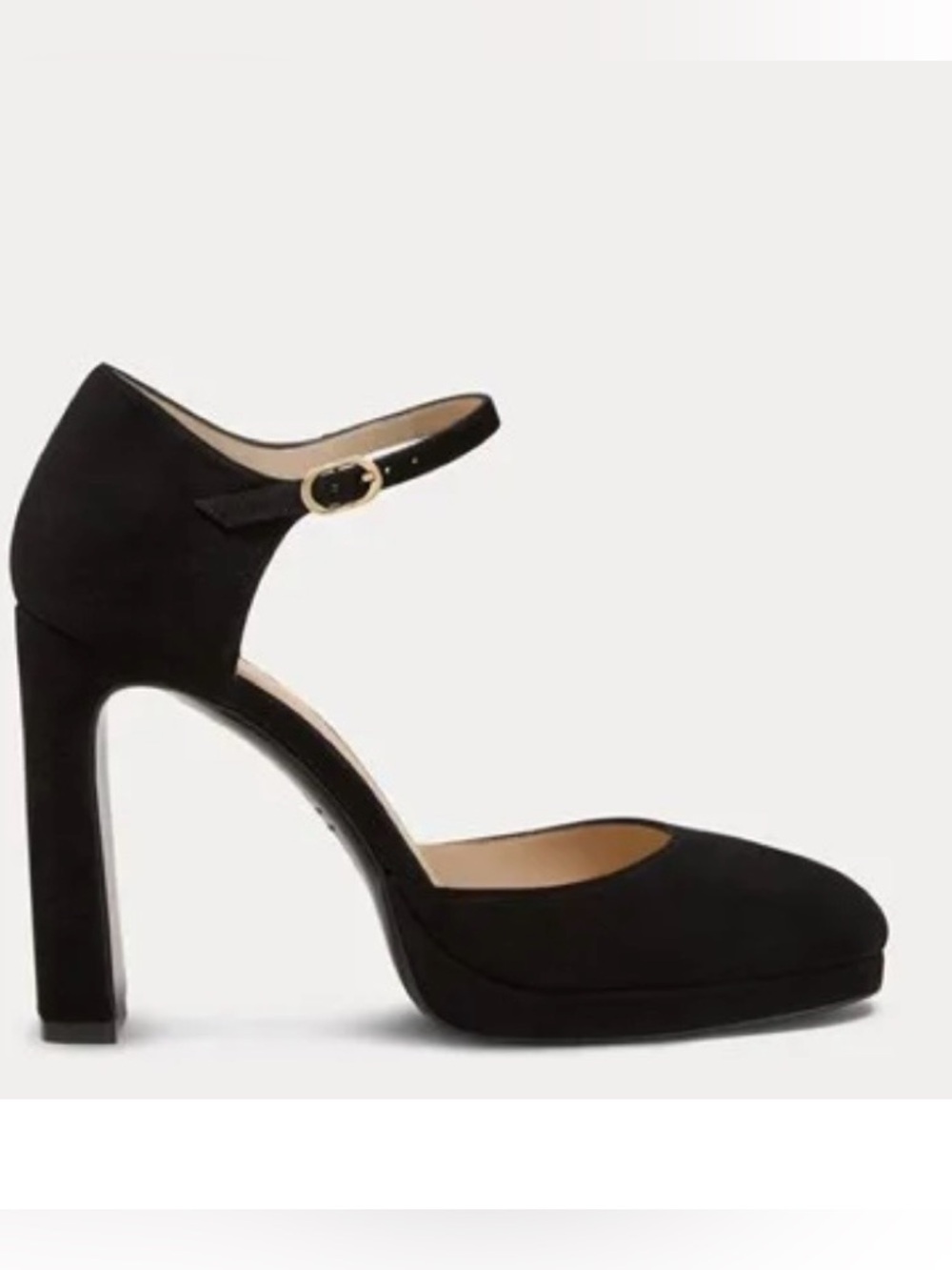 Stuart Weitzman Babette Black Suede Mary Jane Block Heels